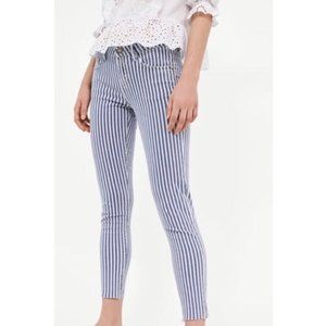 Zara Basic Blue & White Striped Stretch Jeans - Size 6